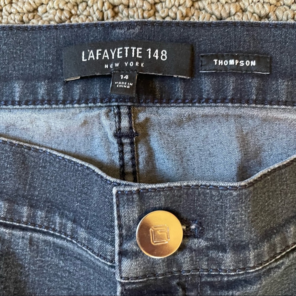 Lafayette 148 NY Thompson High Rise Dark Wash Stretch Denim Blue Jean Women’s 14 - Picture 4 of 15